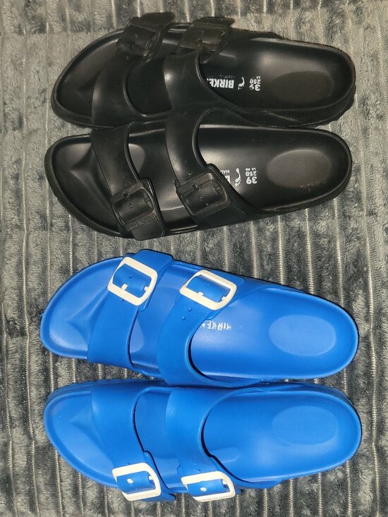 Birkenstock Shoes - 2 Pair Birkenstock Arizona EVA Sandals Black Blue Women's 39 US 8-8.5